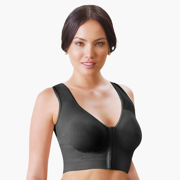 Front Closure Bra For Womem Post Surgery Sports Bra Wirefree Padded Support  Longline Workout Tank Top Comfort Brassiere 